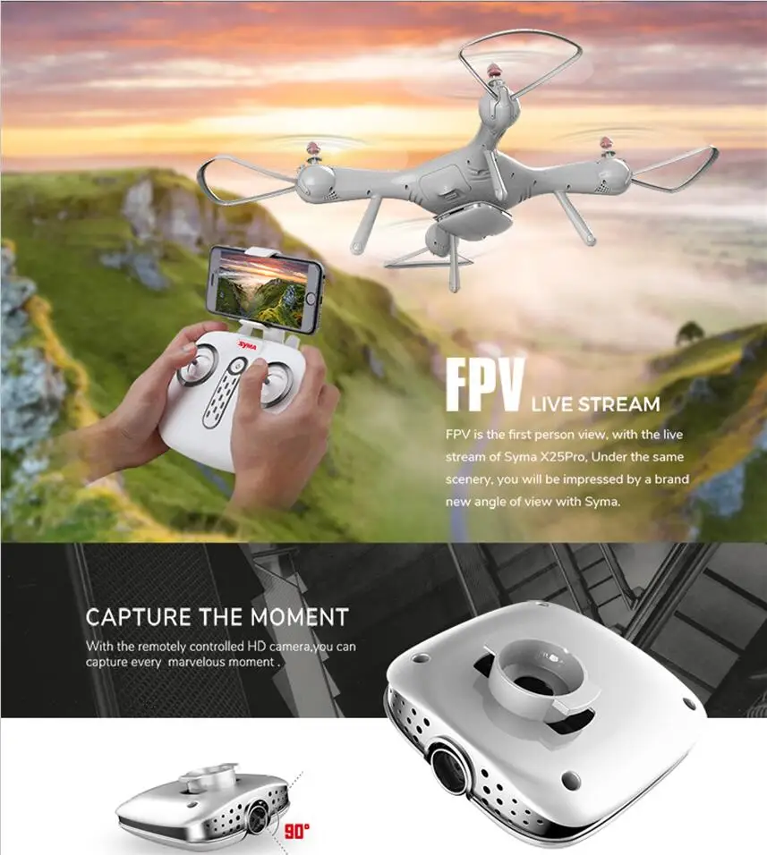 

2018 GPS Follow Me RC Drone X25PRO X8PRO upgrade Altitude Hold Headless Mode Wifi FPV RC Quadcopter drone 720P HD Camera vs X3