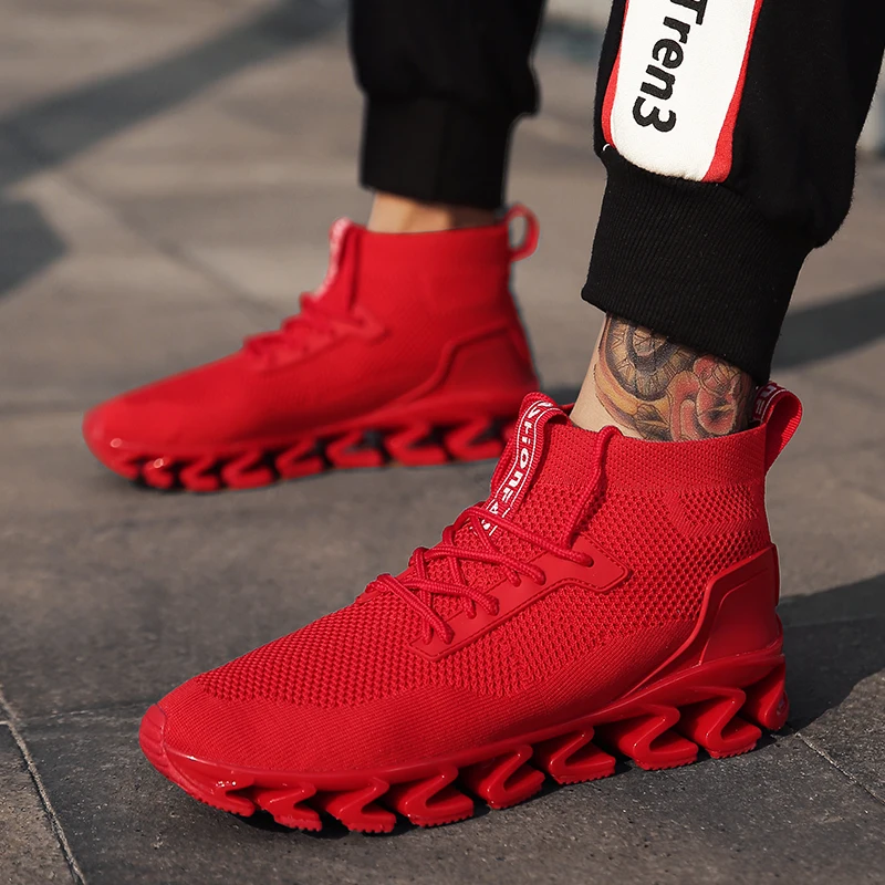 

Cushion Blade Running Shoes for Men Breathable Zapatillas Hombre White Outdoor Sport Sneakers Lightweigh Walking Shoes Size39-47