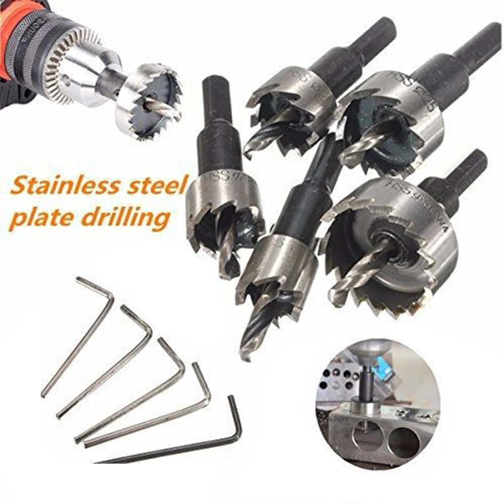 JO STO 5pcs 16 30mm HSS Drill Bit Hole Saws Set Alloy Wood Hole Cutter