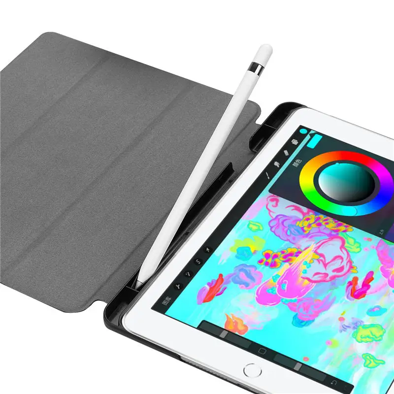 Ультратонкий чехол для iPad 9,7, умный чехол A1822 A1893 A1954 с держателем карандаша, складная подставка, Чехол+ пленка