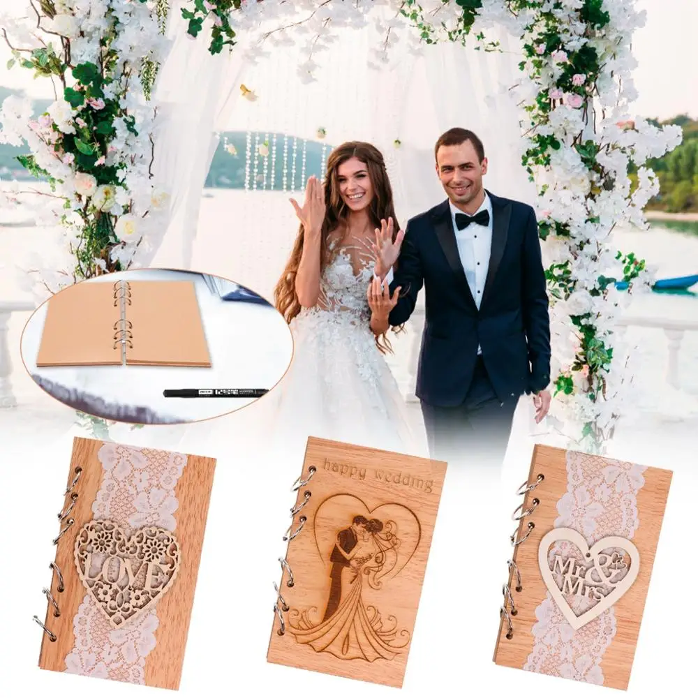 

FRIGG Wedding Custom for Signature Guest Book Couple Wooden Notebook Personalized Books Guest Gifts Party Decor Favor