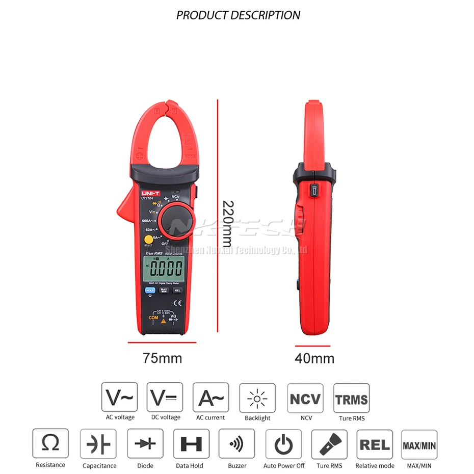 UNI-T цифровой клещи UT216B UT216C UT216A UT216D True RMS AC DC напряжение DCA Сопротивление Емкость Freq NCV VFC Авто Диапазон