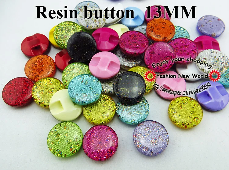 

100PCS 13MM colors Sequins Dyed RESIN pattern buttons coat boots sewing clothes accessories R-237