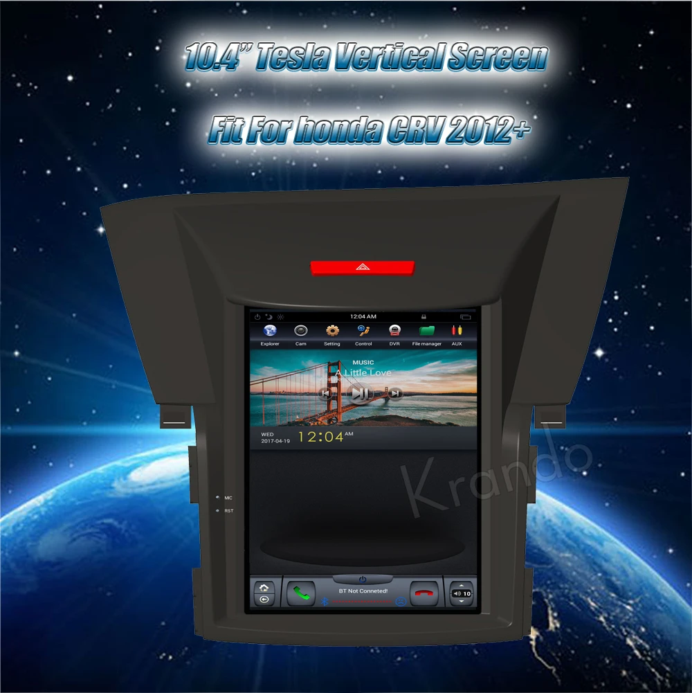 Krando Vertical screen android car radio multimedia for honda CRV 2012+ screen navigation with gps system