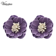 Vodeshanliwen, милые серьги-гвоздики в виде фиолетового цветка для женщин,, яркие серьги, свадебные ювелирные изделия
