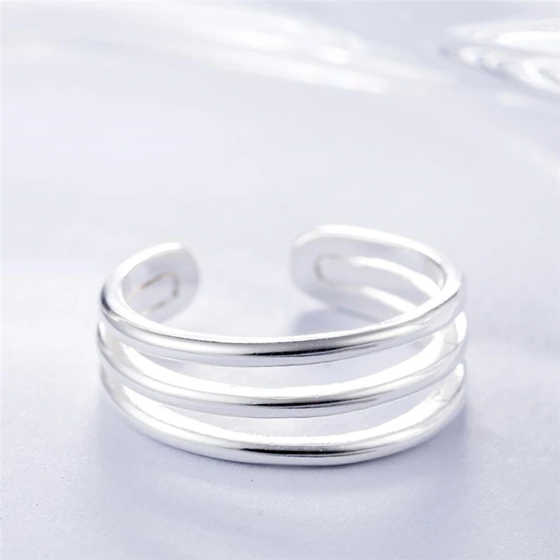 

WYEAIIR Multi-Layer Personality Fresh Lovely Geometric Fashion 925 Sterling Silver Female Resizable Opening Rings