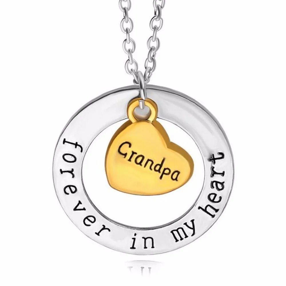 

Love Heart Pendants Grandpa Forever In My Heart Chain Necklace Family Jewelry Gifts For Granddad Grandfather Necklaces Collier