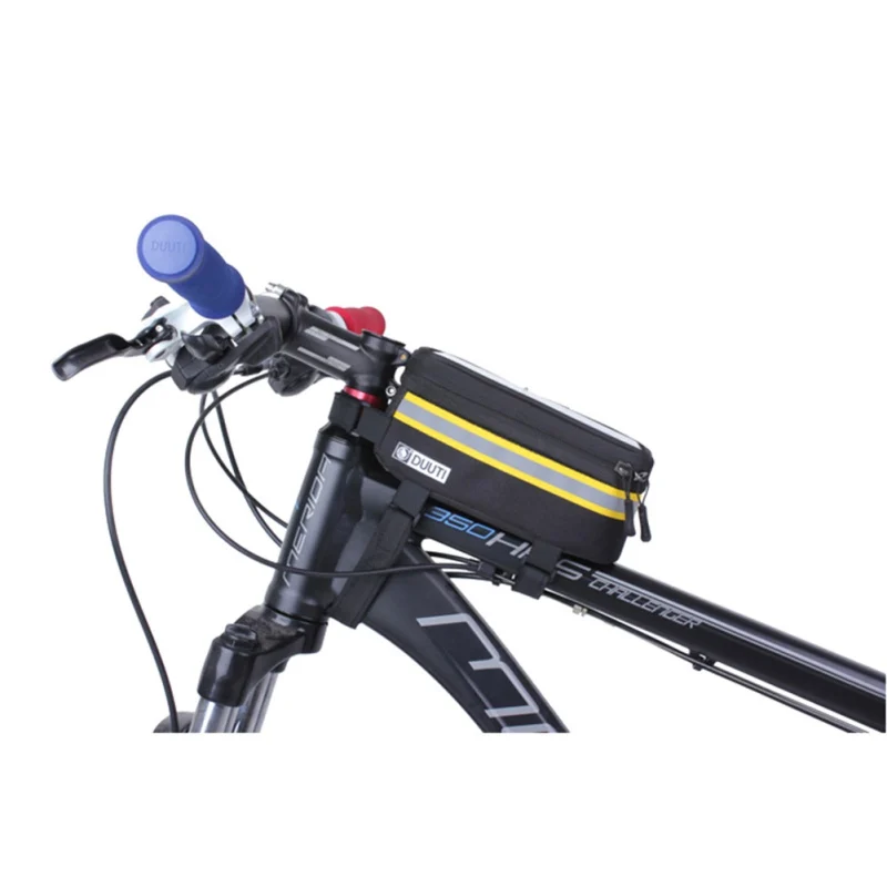 DUUTI велосипедные сумки с сенсорным экраном для велоспорта MTB горный велосипед Рама Передняя труба сумка для хранения для 3,5-5,7 дюймов мобильный телефон водонепроницаемый - Цвет: Цвет: желтый