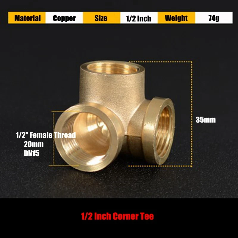 3 шт. 1/" медный крестообразный СОЕДИНИТЕЛЬ 4-Ways/Тип Y тройник/угловой тройник соединитель, кран гидроклапан для воды Солнечный нагреватель фитинги для подогрева пола - Цвет: Corner Tee