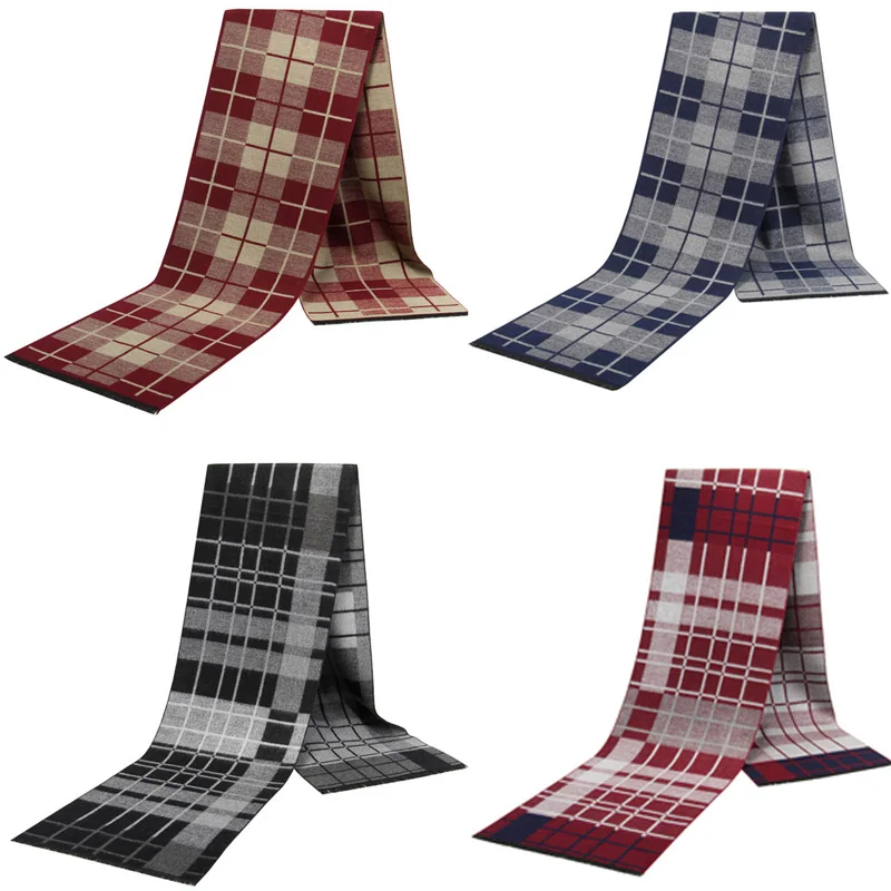 Plaid Men Scarf Winter Fashion Scarves Classical Plaid Scarf For Men Imitation Cashmere Scarves Short Tassel Men's Scarfs Wraps