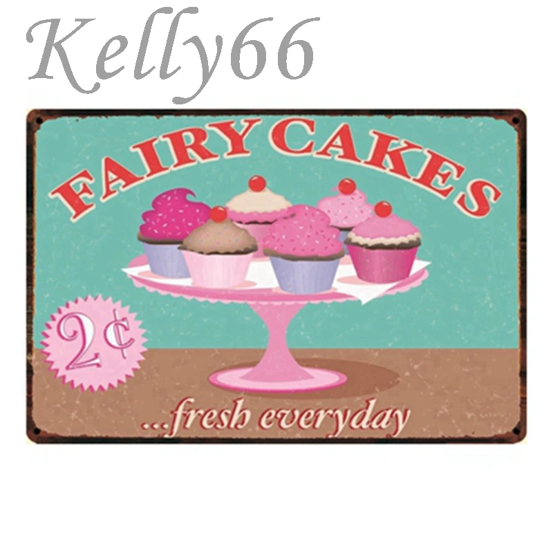 [Kelly66] еда торт хот доги металлическая живопись Винтаж настенный плакат Декор для магазина отеля рынок Бар Ретро Ремесло 20*30 см размер Dy4