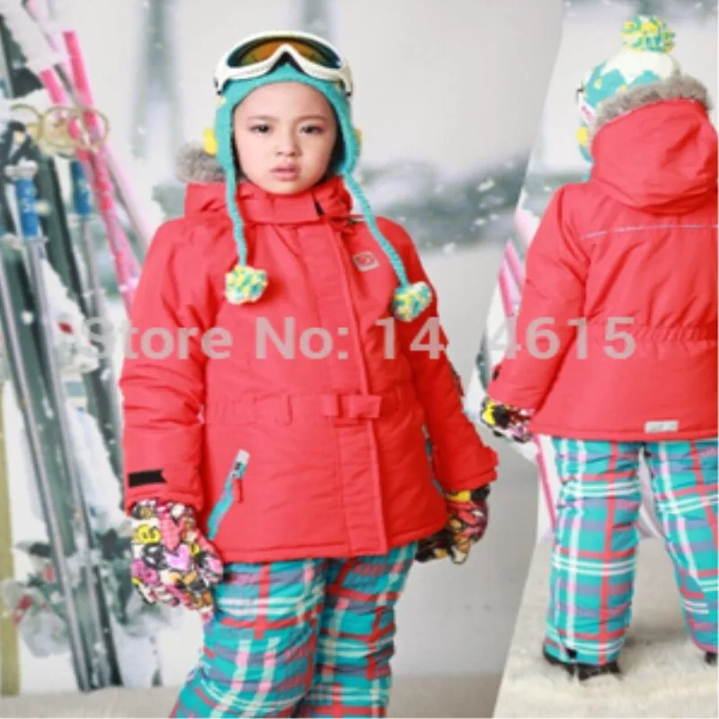 RT-069, розничная, лыжный костюм для девочек детские комплекты спортивной одежды для улицы детская зимняя теплая одежда куртка+ комбинезон+ жилет