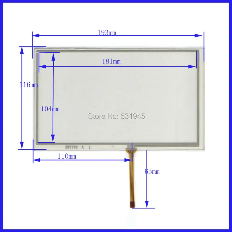 

ZhiYuSun New 8 Inch Touch Screen 193mm*116mm for 8 GPS GLASS 193*116 for tble compatible XWT788 or gps touch on AT080TN64