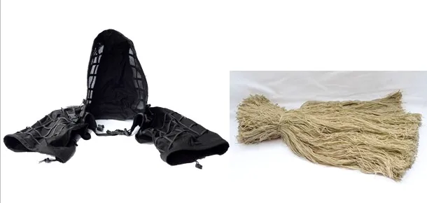 TTGTACTICAL Тактический снайперский Ghillie костюм куртка камуфляж Ghillie основа с мешковины страйкбол Пейнтбол Охота Ghillie Hat - Цвет: Black Dry Grass