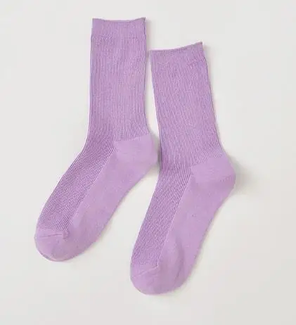 Харадзюку ретро-Носки ярких цветов, женские хлопковые свободные носки, корейские фиолетовые, красные, желтые, розовые дизайнерские милые подарок на день Святого Валентина, унисекс - Цвет: 12