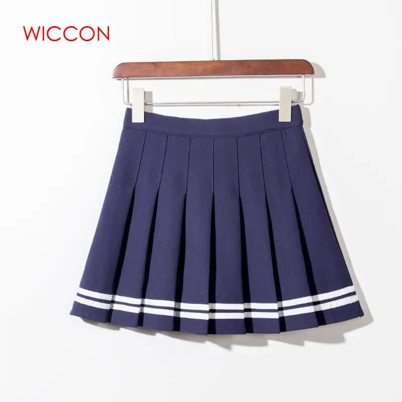 2019 летние Для женщин Винтаж Высокая Талия Женская плиссированная юбка японский Британский симпатичный стиль преппи юбки для Для женщин