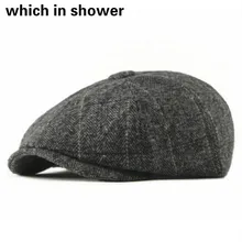 Модный шерстяной берет в полоску для мужчин, винтажная шерстяная зимняя плоская кепка для пожилых мужчин, кепка в стиле ретро Boina Newsboy, Кепка с козырьком