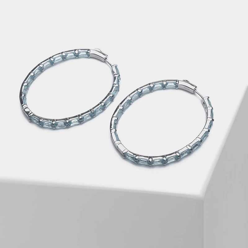 

Local focal Blue oval fashion glitter drop earrings