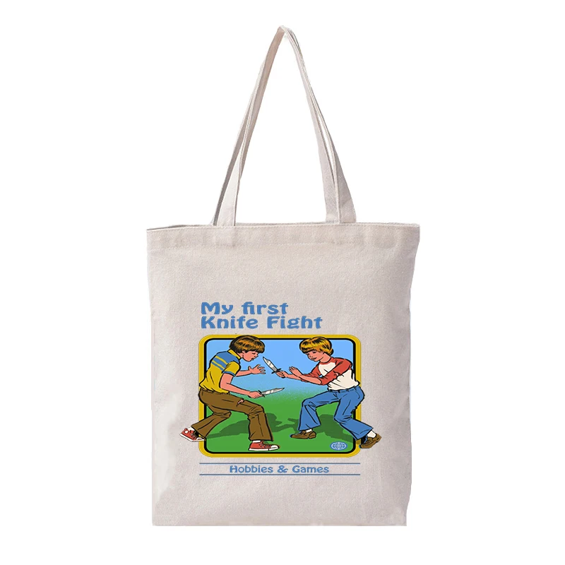 

Canvas Tote Bag Women My First Knife Fight Custom Styles Fashion Shoulder Bags New Summer Students Shopping Handbag