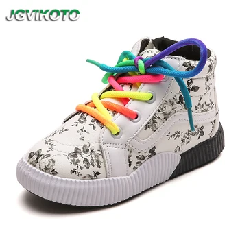 

JGVIKOTO Fashion Kids Sneakers Special Multi-color Shoelace Boys Girls Casual Shoes High-top Sneakers Children Shoes Flowers