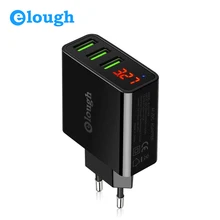 

Elough 3 Port USB Charger Adapter For iPhone Samsung S8 Mobile Phone LED Display US Plug 2.4A Smart Fast Charge Wall Charger