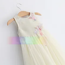 Новинка, детское свадебное платье хлопковое Тюлевое платье с цветочным рисунком для девочек Для детей, на лето эксклюзивная одежда, детская одежда в Корейском стиле