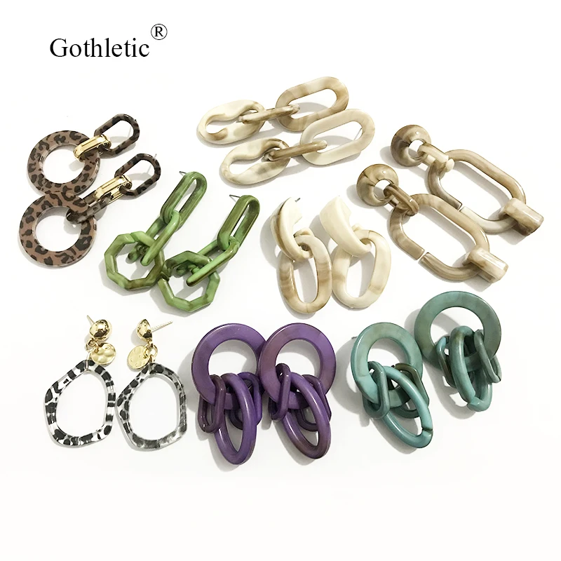 Gothletic Plastic Chain Link Drop Earring Marble effect Geometric