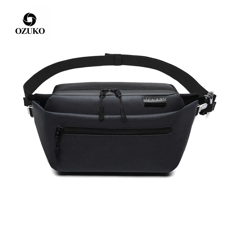 OZUKO 9237, Повседневная Мужская поясная сумка, поясная сумка, Мужская поясная сумка, черная, водонепроницаемая, для путешествий, поясная сумка, для бега, для спорта, нагрудная сумка для телефона - Цвет: black