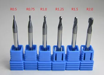 

R0.5 R0.75 R1 R1.25 R1.5 R2 HRC45 Carbide Ball Nose End Mills set CNC machine milling cutter Finishing for steel soft 45HRC