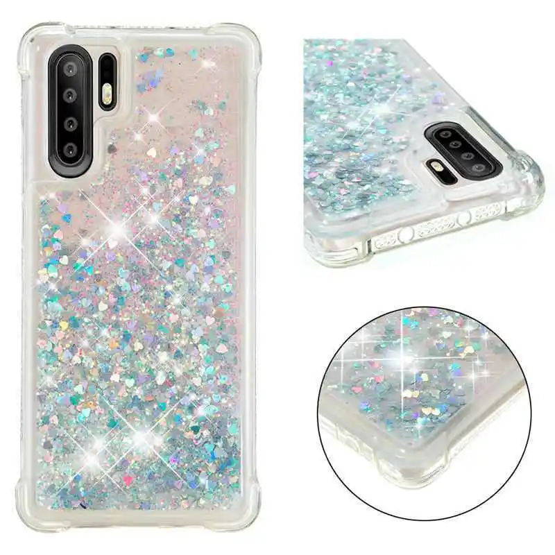 

Phone Case For Huawei P30 Pro P20 Lite P Smart P8 Lite 2017 Glitter Shine Shockproof Quicksand Back Cover Lovely TPU Soft Case