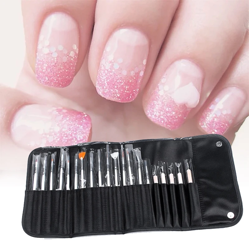 

20 pcs Professional Nail Art Brush Set Line Drawing Painting Pen UV Gel Polish Designs Acrylic Perfect Manicure Books On Tools