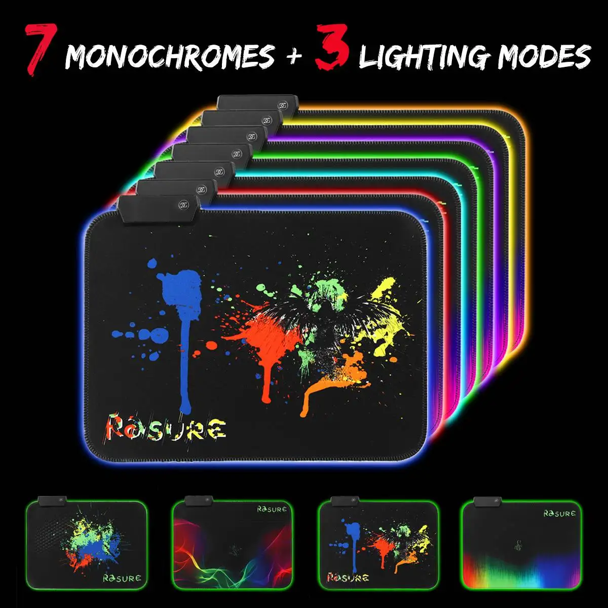 

RGB LED Mouse Pad Gamer Gaming Mousepad USB Wired Keyboard Non-slip Colorful Computer Mice Mat Desk Pad 35cmx25cm