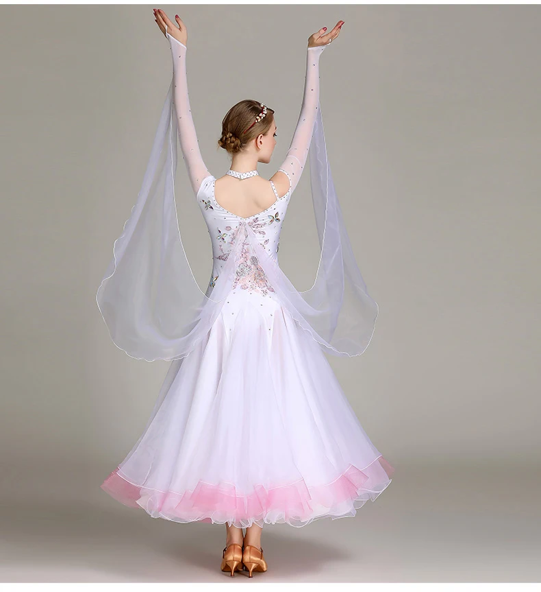 Белые платья для бальных танцев, стандартные платья для танцев, танцевальная одежда для соревнований, платье для танцев