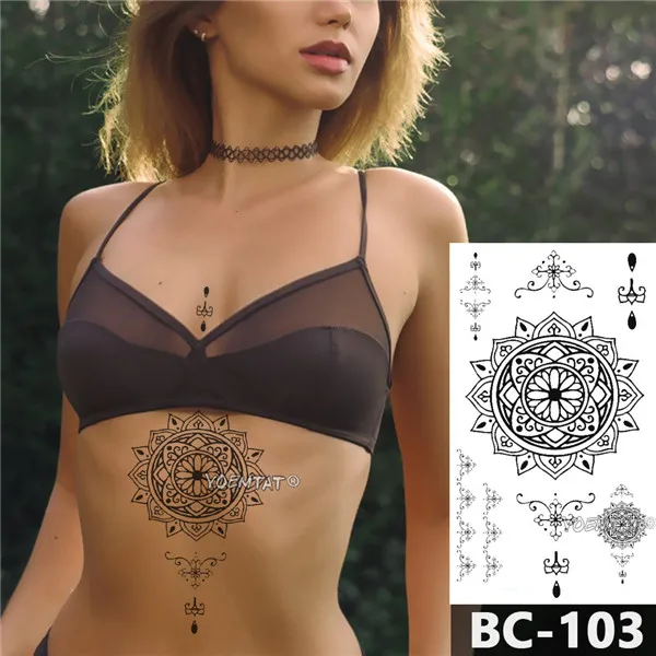 1 лист, грудь, боди-арт, татуировка, временная водостойкая татуировка, ювелирное изделие, кружевная наклейка на талию, художественная татуировка, наклейка для женщин - Цвет: RC-103