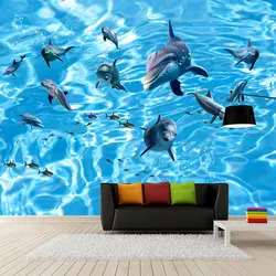 Детская комната 3D подводный мир Дельфин Акула ТВ фон фото обои Papel де Parede 3D Paisagem обои Home Decor