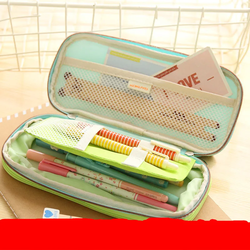 Japan light color song series student pencil pocket double zipper large