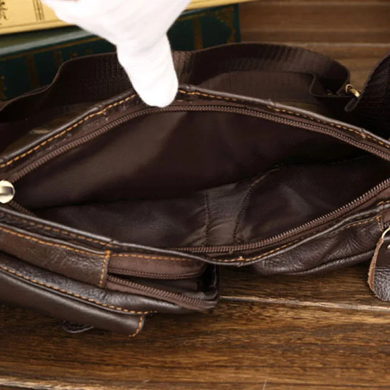 Men Genuine Leather Bag Messenger Shoulder Cross Body Bag Real Cowhide Vintage Men High Quality Sling Rucksack Chest Back Pack