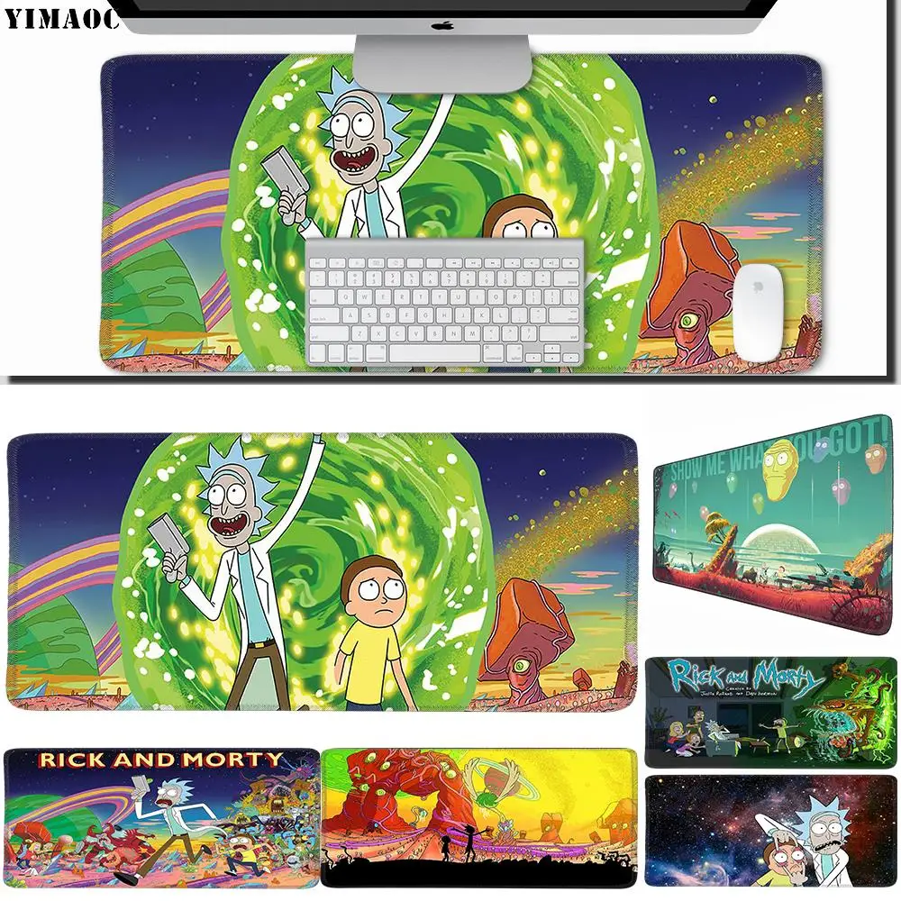 

YIMAOC 40*90 cm Large Mouse Pad Gamer Mousepad Rubber Gaming Desk Mat with Locking Edge Rick and Morty
