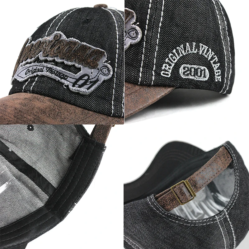 Мужская джинсовая Бейсболка [FLB] Повседневная Уличная Кепка с Snapback и вышивкой в