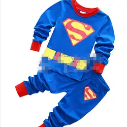 Обувь для мальчиков комплект одежды Детские пижамы Человек-паук Ironman комплект одежды Супермена Pijama Menina характер с длинным рукавом От 2 до 7