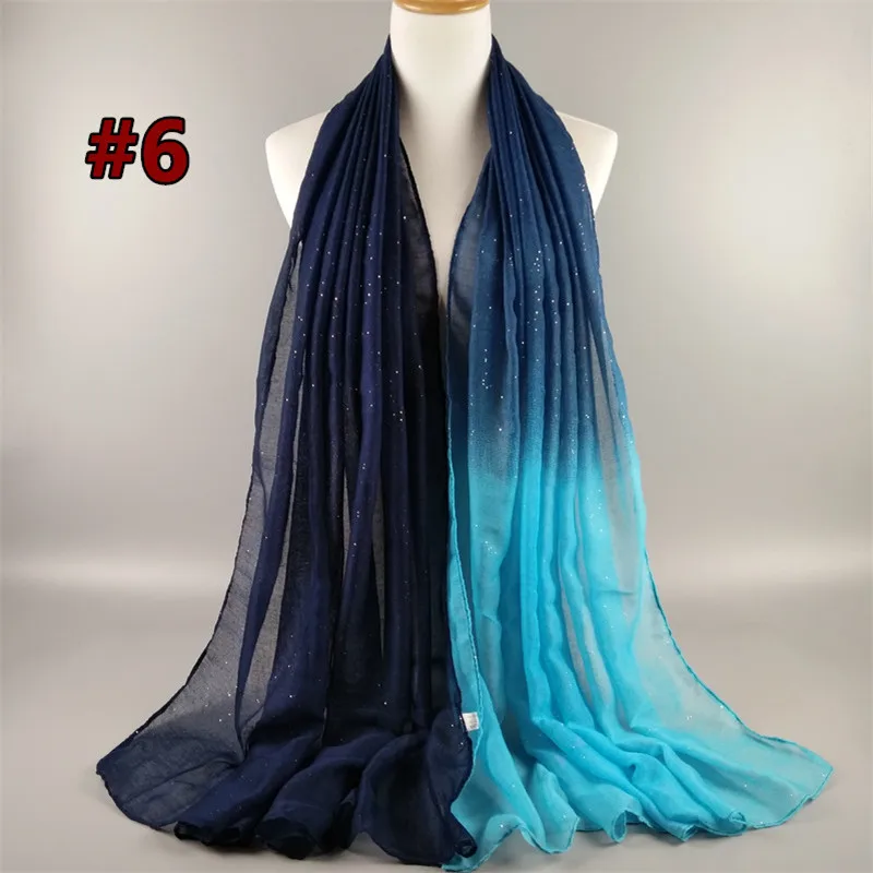M3 высокое качество обычный блеск вискоза ombre шали wrap шарф женщин шарфы хиджаб 180*90 см 10 шт. 1 лот