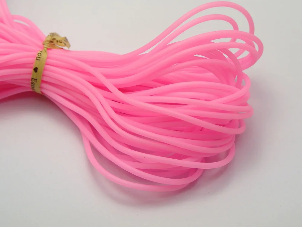 10 Meter Pink 2mm Soft Hollow Rubber Tubing Jewelry Cord Cover Memory