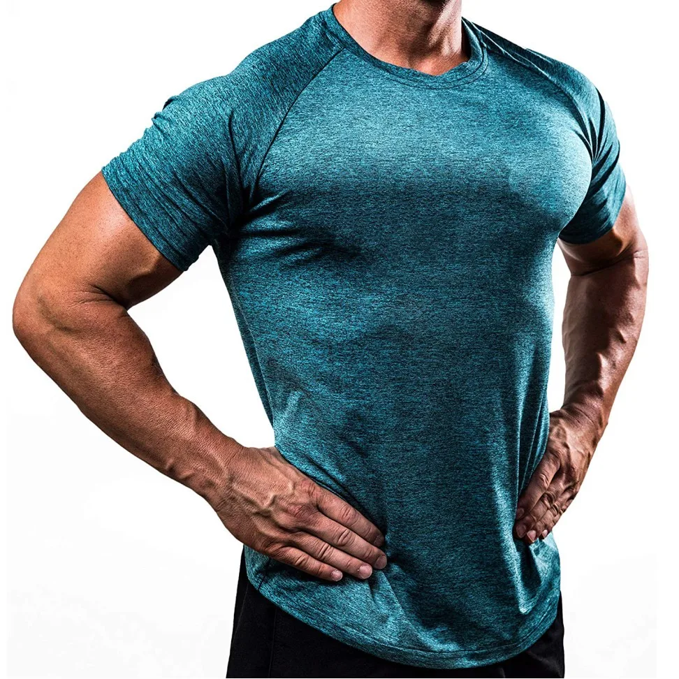 Мужские футболки, летние спортивные футболки для бега, мужская одежда с коротким рукавом, Повседневная футболка с круглым вырезом, быстросохнущая футболка для фитнеса, спортивная одежда - Color: 5