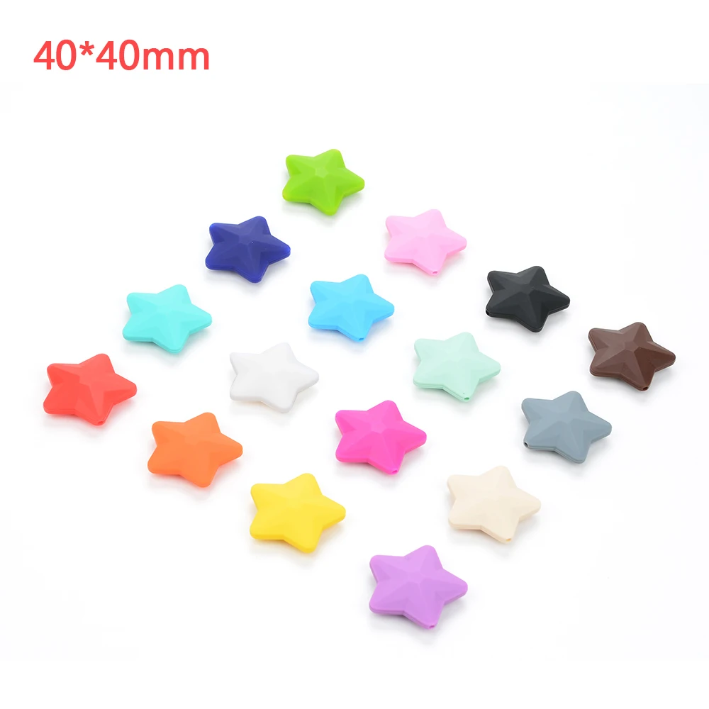 5pcs Star Silicone Beads Soft teether Star Shape BPAFREE Baby Diy Jewelry Bracelet Necklace and Pendant Making Oral Care silicone beads silicone teether silicone teething beads silicone jewelry accessories