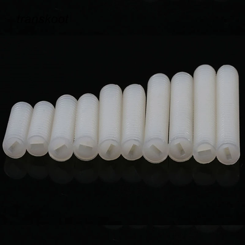 50Pcs M3 M4 M5 Flat Head Slotted Screws Plastic Nylon Set Screws