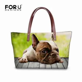 

FORUDESIGNS Women Handbags Cute Animal Pug Dog Printing Shoulder Bags for Ladies Cat Large Capacity Female Shopping Bag Bolsa