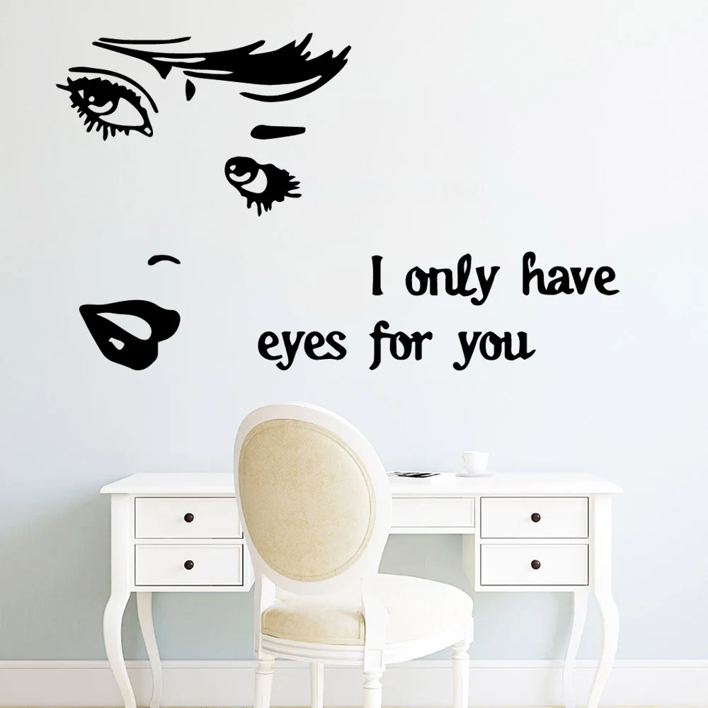 

Beauty eyes audrey hepburn Wall Stickers Modern Wallsticker Decor Living Room Bedroom Removable Decorative Vinyl Decals
