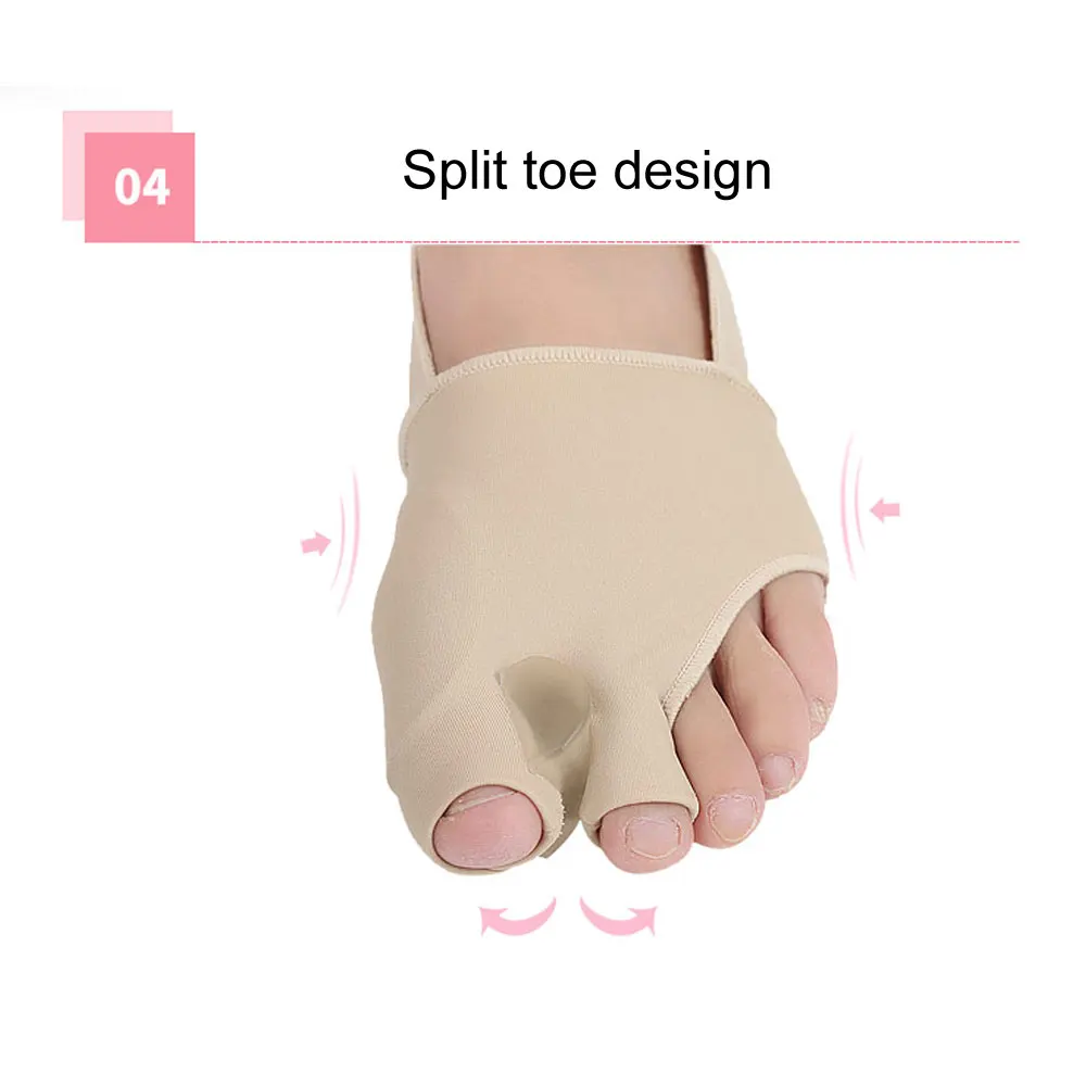 Tcare 1Pair Ultra-Thin Toes Valgus Orthosis Big Foot Bones Three Toes Aligner Toe Valgus Corrector Adult Breathable Comfort S/L
