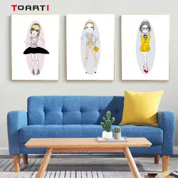 Kawaii модная одежда для девочек показ стены книги по искусству холст картины Nordic винтажные плакаты и принты красочные модульная фотографии