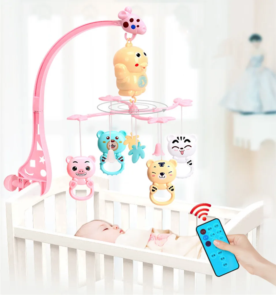 Baby Rattles Bracket Set toddler Sensory toy Crib Mobiles Holder Rotating Musical Box bed Bell Newborn Infant Baby Boy Toys